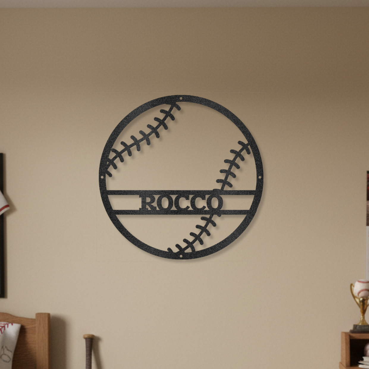 Personalized baseball metal wall Art for athletes.