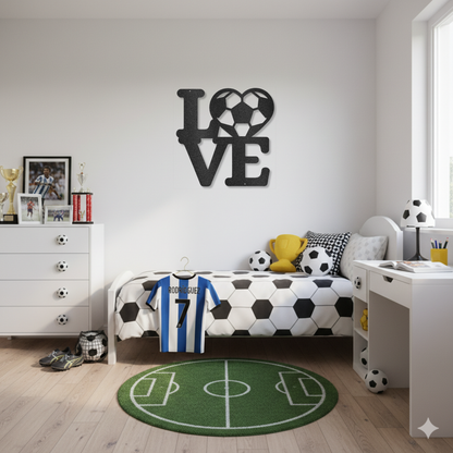 LOVE Soccer Metal Wall Art