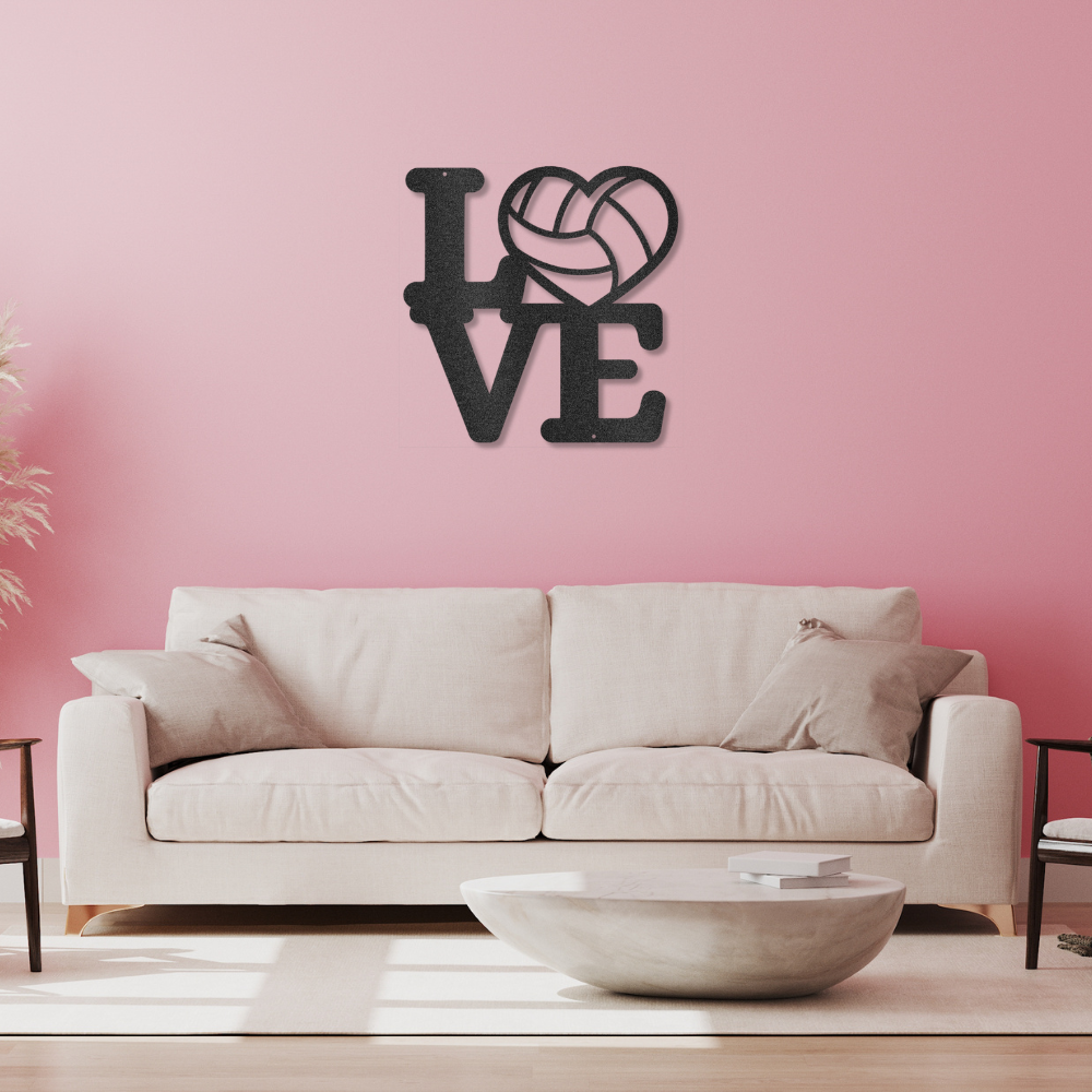 LOVE Volleyball Metal Wall Art
