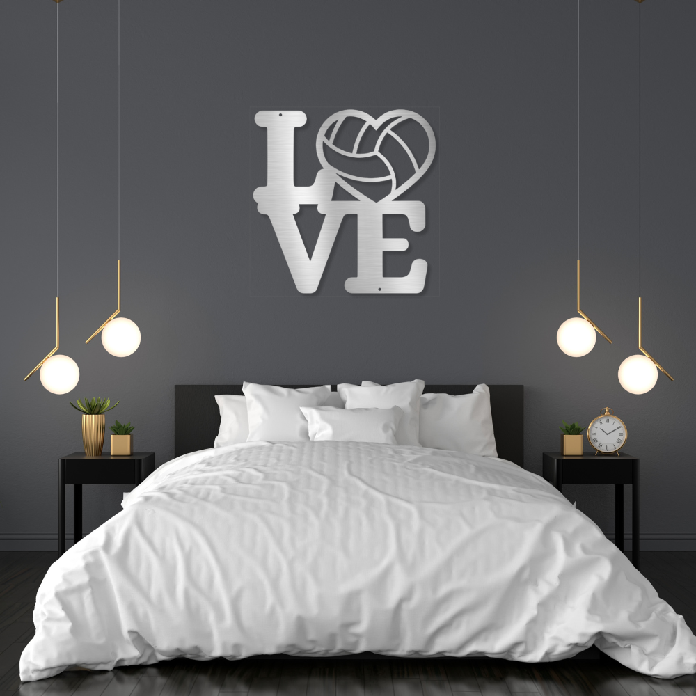 LOVE Volleyball Metal Wall Art