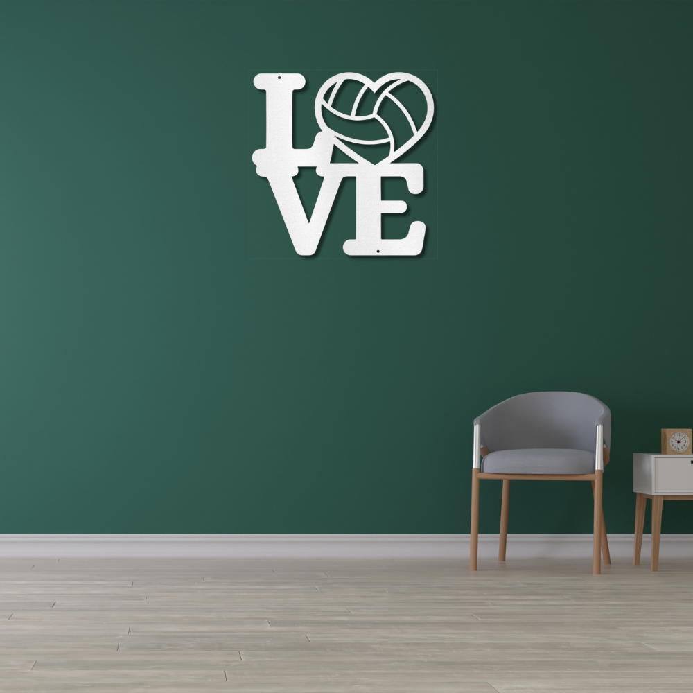 LOVE Volleyball Metal Wall Art