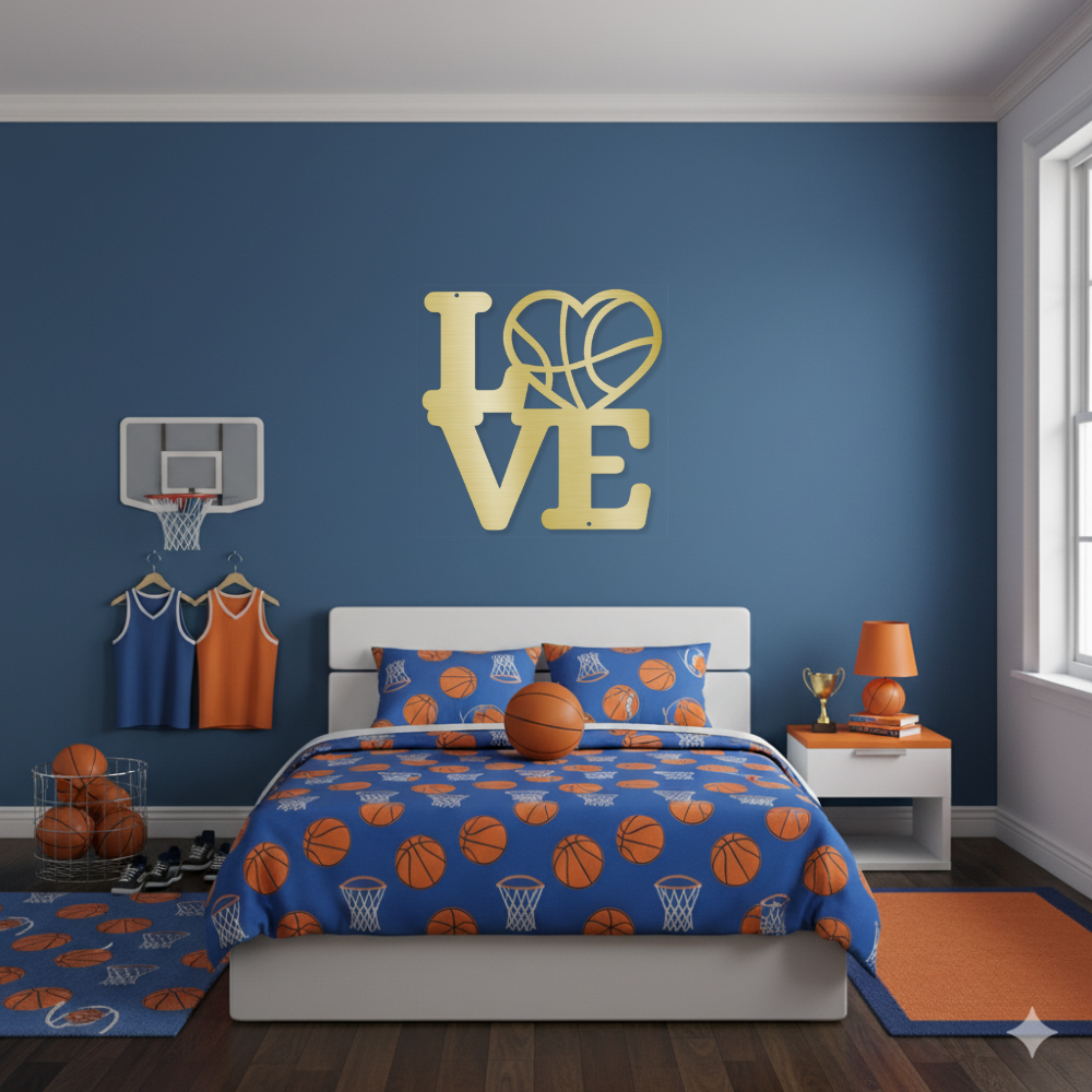 LOVE Basketball Metal  Wall Art